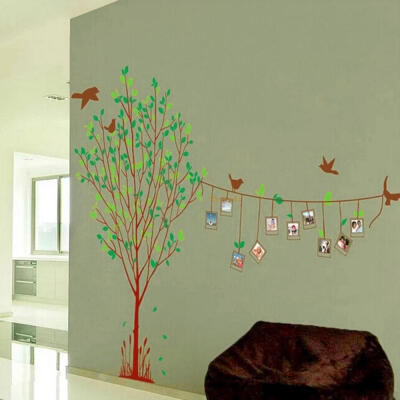 

Lifelike Green Tree Birds Living Room Photo Frame Wall Sticker Decal Decor Art Posters
