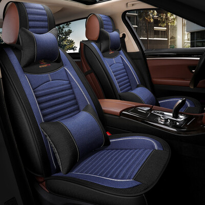 

Jody Car Cushion Four Seasons Universal Car Seat Cover Fully Surrounded Imitation Linen Cushion Full Hemp Luxury Black Blue