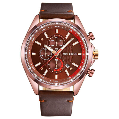 

BOFUTE Male Watches Fashion Sports Watch Quartz Watches Calendar Luminous Waterproof Genuine Leather Strap 0080G