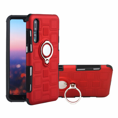 

SHS Phone Case For Huawei P20P20 ProP20 LiteNove 3E Luxury Armor Ring Bracket Silicon TPU Lattice texture Protection