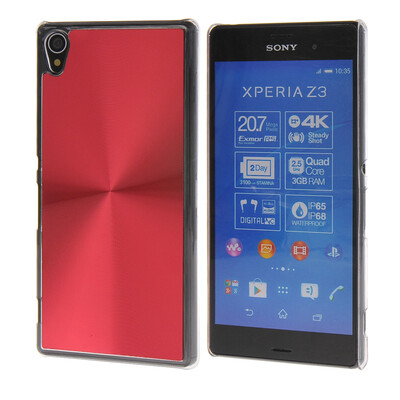 

MOONCASE CD Style Chrome Plated Brushed Aluminum Metal Back Plate Case Cove for Sony Xperia Z4 Red