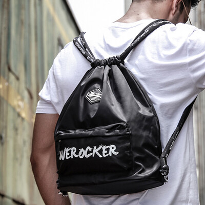 

Light rider bundle pocket DrawString backpack men&women casual outdoor travel backpack waterproof lightweight folding sports gym bag 1914 black