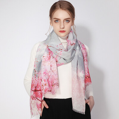 

Shanghai story STORY Of SHANGHAI wool scarf female autumn&winter warm shawl collar fall cherry colorful powder