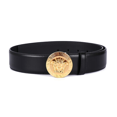 

VERSACE Versace luxury goods 18 autumn&winter new mens black leather Medusa buckle belt belt DCU4806 DVTP1 D41OH 95 yards