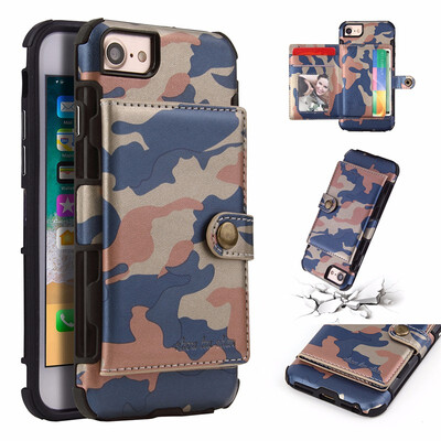 

SHS Phone Case For Iphone 66s78X Fashion Card slot Camouflage Multifunction Purse Protection