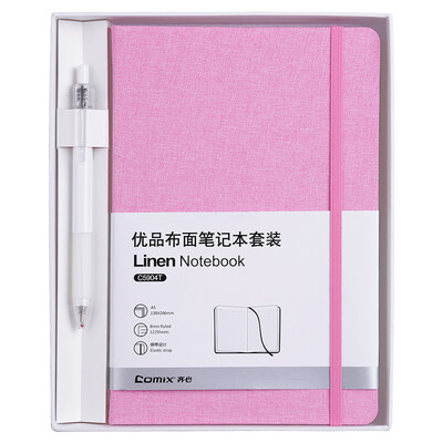 

Coix A5 122 Simple Cotton Linen NotebookNotepadDiary Gift Box Set with Neutral Pen Pink C5904T