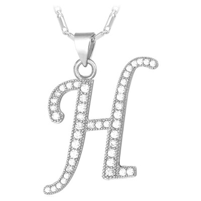 

U7 H Letter Pendant Charm Necklace Valentines Gift For Women Customized Alphabet Gold/Platinum Plated Zircon Necklace 2016