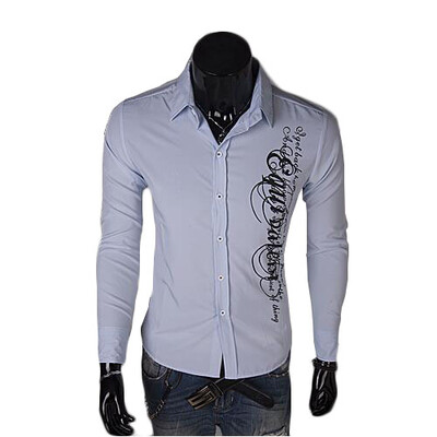 

Zogaa New Men's Shirt Printing Long Sleeve Slim
