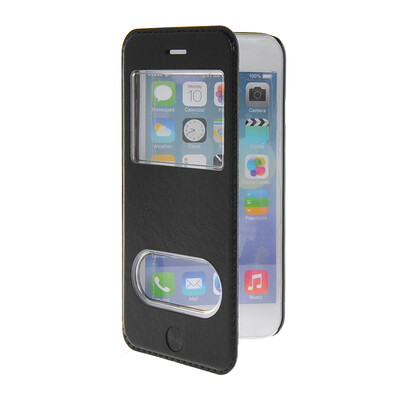 

MOONCASE View Window Leather Side Flip Pouch Stand Shell Back ЧЕХОЛ ДЛЯ Apple iPhone 6 ( 4.7 inch ) Black