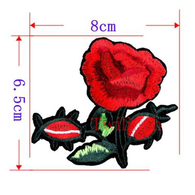 1 Pc Brand Flower Patches Big Stickers Embroidery 3D Red Rose Applique Motif Applique Garment Women DIY Clothes Wedding Patch