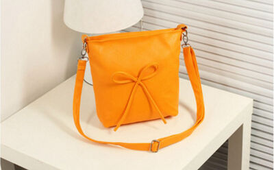 

Bow Handbag Tote Brief Leather Womens Shoulder Bag Candy Color Designer Bucket