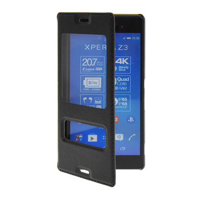 

MOONCASE View Window Leather Side Flip Pouch Stand Shell Back ЧЕХОЛ ДЛЯ Sony Xperia Z3 Black