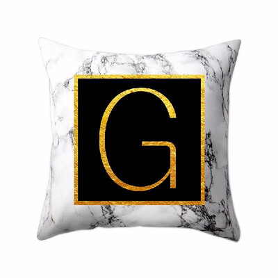 

Modern Pillowcases 4545 Gold Alphabet Word Letter White Marble Pattern Pillow Case Super Soft Throw Sofa Bed Cushion Cover Protec