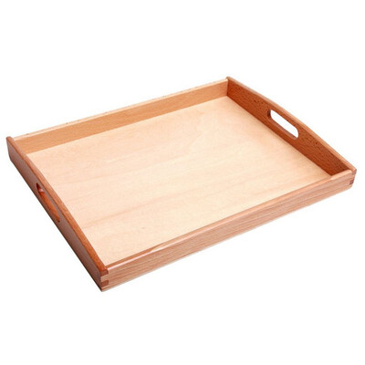 

UpperX Small Montessori Rectangle Tray Cubes Beads Toys Holder With Handle