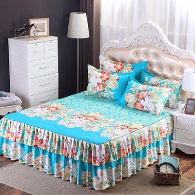 

Floral Fitted Sheet Cover Graceful Bedspread Laced Fitted Sheet Bed Cover Skirt Wedding Housewarming Gift