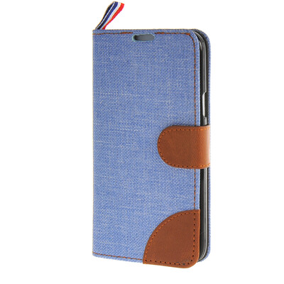 

MOONCASE Denim Style Flip Wallet Card Pouch Bracket Back чехол для Cover Samsung Galaxy S5 Mini синий