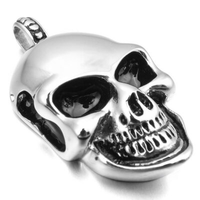 

Hpolw Men's Stainless Steel Pendant Necklace Silver Skull Gothic Polished -with 23 inch Chain