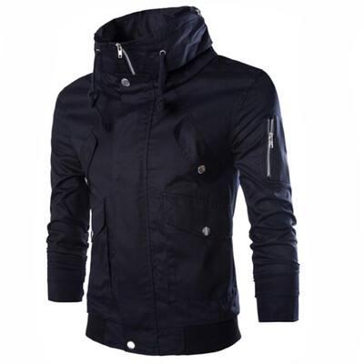 

Zogaa Men's Jacket Casual Pockets Stand Callar Pure Color Slim
