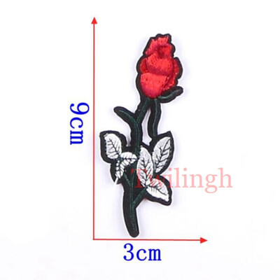 

1 Piece Patches Red Flower Embroidered Patch 3D Applique DIY Sewing Repair Accessories Fabric Stickers Wedding Clothing Patches