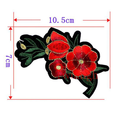 

1 Piece Plum Blossom Flower Patches Iron on 3D Embroidered Patch Red Rose Applique Sew On DIY Repair Accessories Clothes Patches