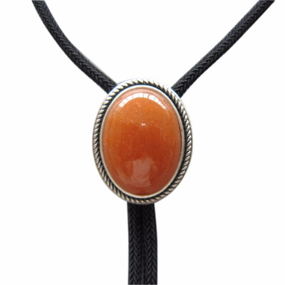 

New Original Nature Red Aventurine Stone Wedding Oval Bolo Tie Necklace