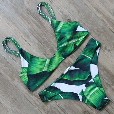 

2 Piece Beach Swimming Suits Brazilian Bikini Printing Beach Bathing Suit Women Swimsuit