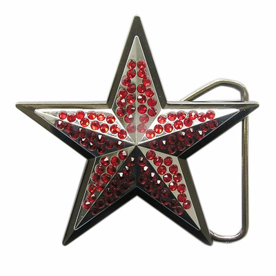 

Red Rhinestones Double Star Belt Buckle Gurtelschnalle Boucle de ceinture