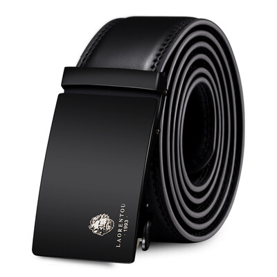 

LAORENTOU Mens Belt Casual Korean Trends Middle-aged Youth Leather Belt Automatic Buckle Business Pants 505J059L03A Black