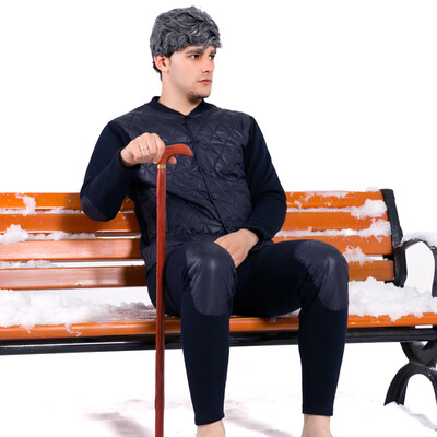 

Snow in the fly men&women thermal underwear feather velvet cotton plus velvet thickening middle&old aged cardigan set XYT5999 mens dark gray 180