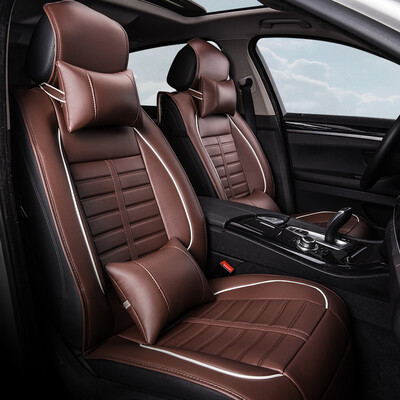 

BOOST four seasons universal leather car seat car seat cover five universal headrest pillow lumbar luxury four seasons all-inclusive cushion set brown
