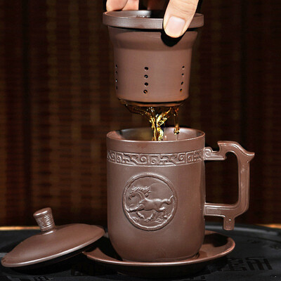 

Jingdong supermarket] Yayi tea cup Yixing ore purple sand "horse to the success of" four sets of purple sand cup