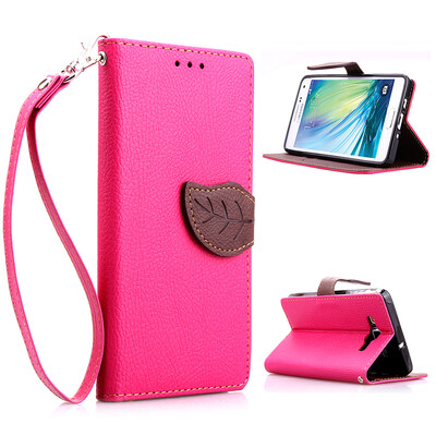 

MOONCASE [Leaves Magnetic Button] Premium PU Leather Flip Wallet Card Slot Bracket Back Case Cover for Samsung Galaxy A3 A300