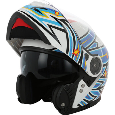 

YOHE 950 eternal double lens electric motorcycle helmet full face helmet men&women summer sunscreen half-covered face helmet white yellow blue flying L code