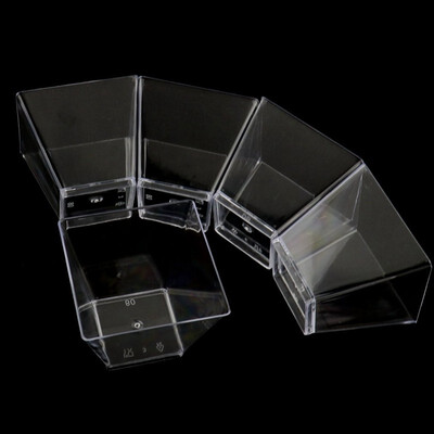 

UpperX 50Pcs Mini Small Plastic Square Dessert Cup Sauce Starter Party Tableware Decor