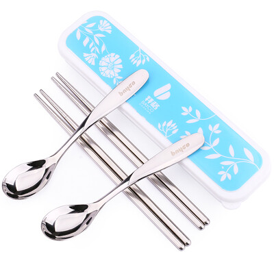 

Baige BAYCO portable tableware set stainless steel chopsticks spoon two copies of five sets of blue BX4315