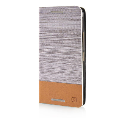 

MOONCASE Canvas Design Leather Side Flip Wallet Pouch Stand Shell Back Case Cover for HTC One M9 Light Brown