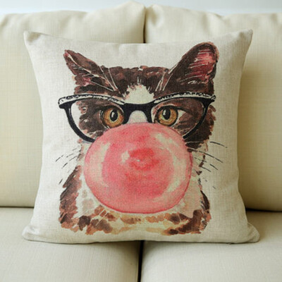 

Cntomlv Cute Lovely Cat Decorative Cushion Cover Cotton Linen Square Throw Pillow Cover Pillow Case Home Office Car Sofa Decor