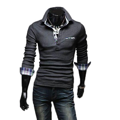 

Zogaa Mens Polo Shirt Fashion Grid Slim Korean