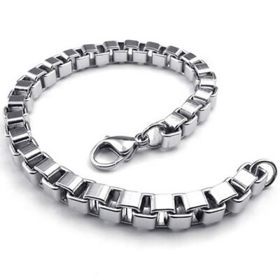 

Hpolw Mens Classic silver Stainless Steel Biker Link Lobster Clasps Bracelet