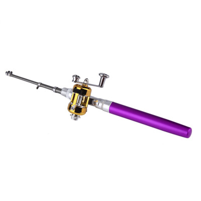 

Mini Portable Aluminum Alloy Pocket Pen Shape Fish Fishing Rod Pole With Reel purple