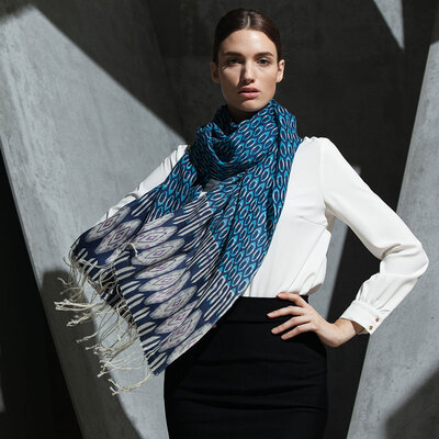 

Hengyuan Xiang 50M15615 spring&autumn thin section long wool scarf women&39s sunscreen scarf fashion wild national wind printing shawl scarf dual-use in the blue