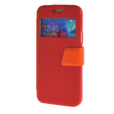 

MOONCASE Side Flip Hard board Slim Leather Bracket Window Case Cover for Samsung Galaxy S5 Mini Red