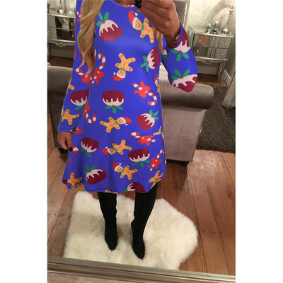 

Ruiyige 2018 spring Fashion Women Christmas Clothing Elegant Long Sleeve O-Neck Tunic Stretch Mini Dress Santa Festival Vestidos