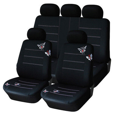 

KAWOSEN Butterfly Embroidered Car Seat Cover Universal Fit Most Vehicles Seats Interior Accessories Black Seat Covers