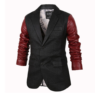 

Zogaa New Men's Leather Clothing Contrast Color Casual Slim