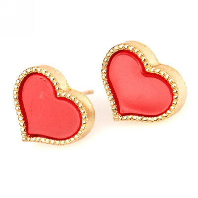 

New 1 Pair Sweet Fashion Enamel Love Heart Shape Stud Earring Free Shipping