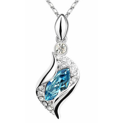 

Necklaces Pendants Vintage Bijoux For Women Best Gift Made With Crystals from Austrian Elements White Gold Plated 13058