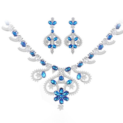 

Aiyaya Fashion Jewelry High Quality Crystal Waterdrop Flower Sword Heart Snowflake Earrings And Necklace Sets