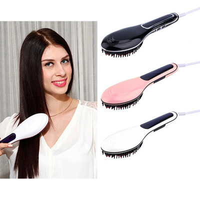 

Hot Electric Hair Straightener Comb LCD Iron Brush Auto Hair Massager Tool Black
