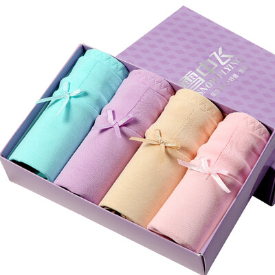

[Jingdong supermarket] snow in the cotton four fine gift box in the waist ladies underwear sexy breathable women's triangle underwear XXNK25072-4 style A XL